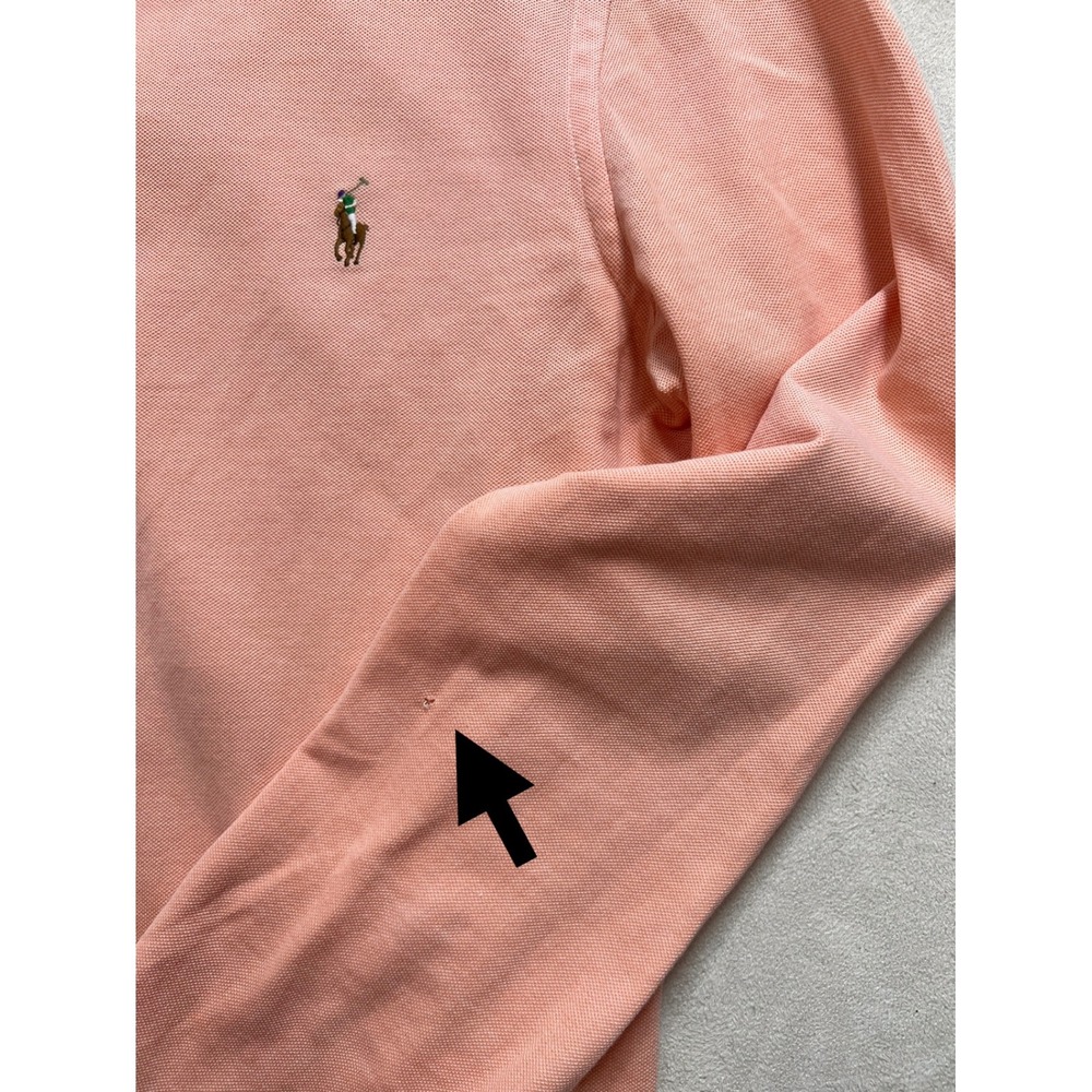 Ralph Lauren Knit Oxford Shirt Mens Medium Pink Long Sleeve Pique Button Down - Picture 5 of 10